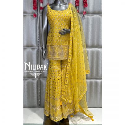 Yellow Georgette Garara Suit