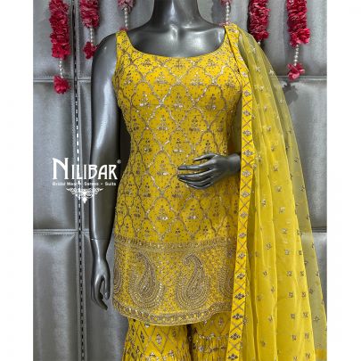 Yellow Georgette Garara Suit