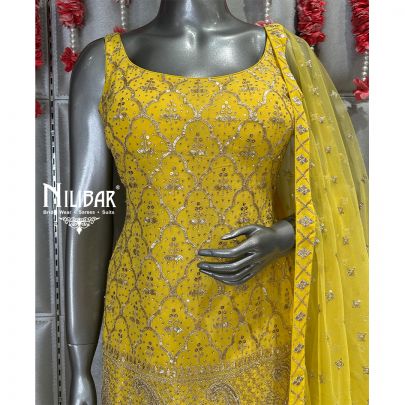 Yellow Georgette Garara Suit