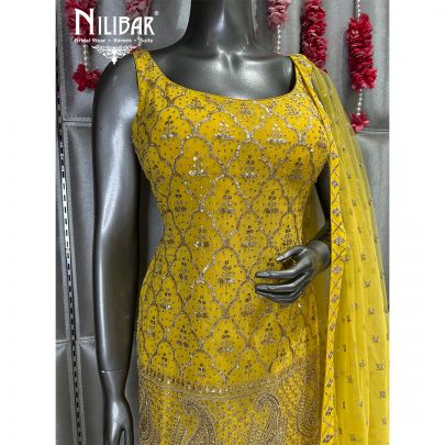 Yellow Georgette Garara Suit