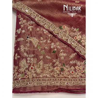 Rani Pink Lamé Silk Unstitched Suit