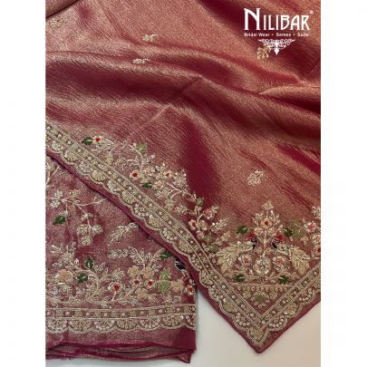Rani Pink Lamé Silk Unstitched Suit