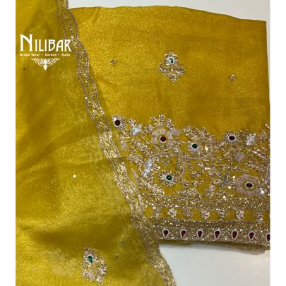 Sunflower Yellow Tissue Organza Unstitched Suit