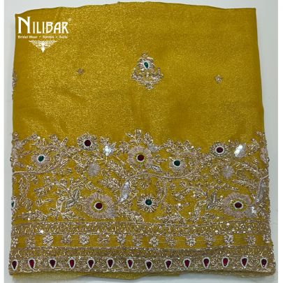 Sunflower Yellow Tissue Organza Unstitched Suit