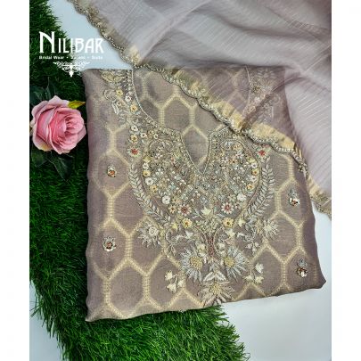 Mauve Lame Tissue Unstitched Suit