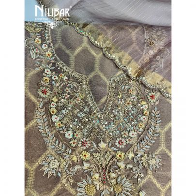 Mauve Lame Tissue Unstitched Suit