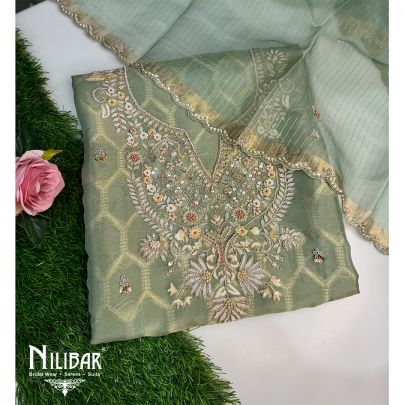Green Lame Tissue Unstitched Suit