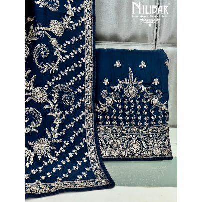 Blue Crepe Unstitched Suit