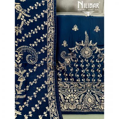 Blue Crepe Unstitched Suit