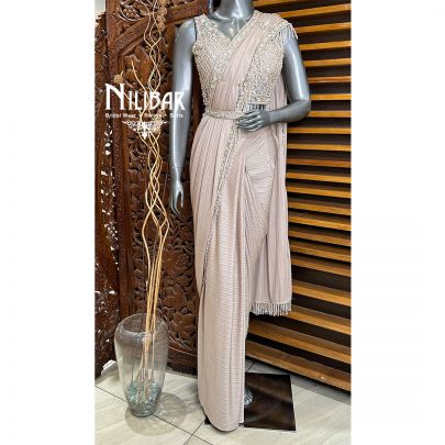 Pastel Pink Draped Saree
