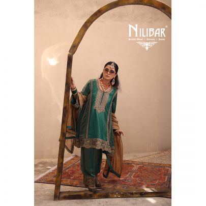 Turquoise Green Crush Tissue A-Line Shirt Paired With Salwar & Contrast Dupatta
