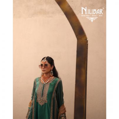 Turquoise Green Crush Tissue A-Line Shirt Paired With Salwar & Contrast Dupatta