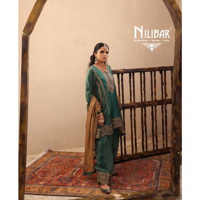 Turquoise Green Crush Tissue A-Line Shirt Paired With Salwar & Contrast Dupatta