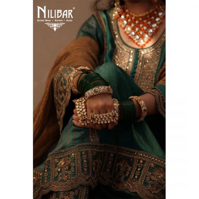 Turquoise Green Crush Tissue A-Line Shirt Paired With Salwar & Contrast Dupatta