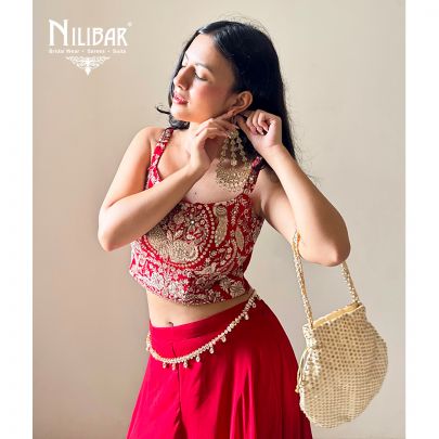 Shefali Thapa In Our Red Georgette Three Piece Indo-Western Set