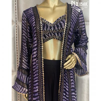 Purple Georgette Jacket Style Suit