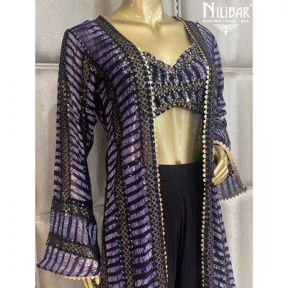 Purple Georgette Jacket Style Suit