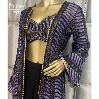 Purple Georgette Jacket Style Suit