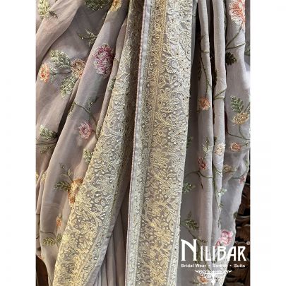 Lava Gray Georgette Saree