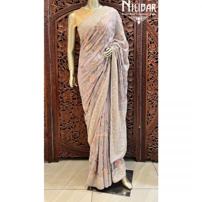 Lava Gray Georgette Saree