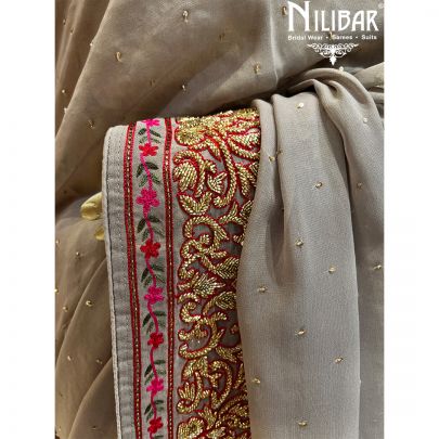 Gray Georgette Saree