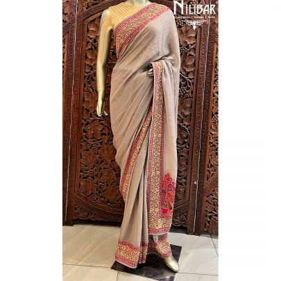 Gray Georgette Saree