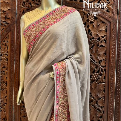 Gray Georgette Saree