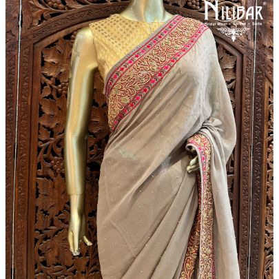 Gray Georgette Saree