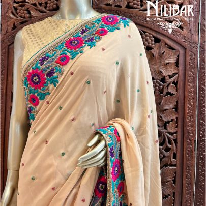 Beige Georgette Saree
