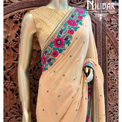 Beige Georgette Saree
