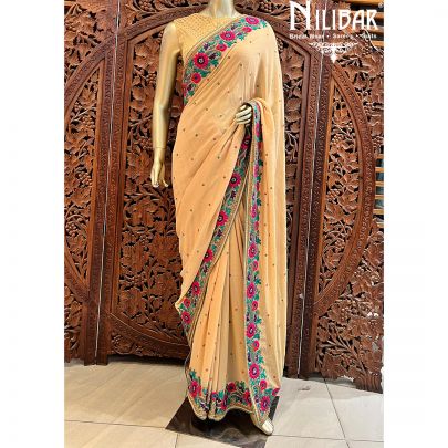 Beige Georgette Saree