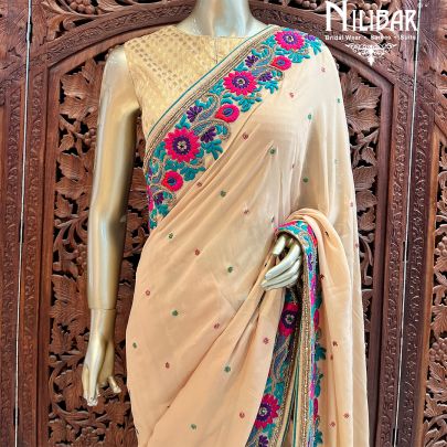 Beige Georgette Saree