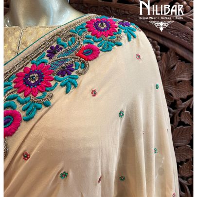 Beige Georgette Saree