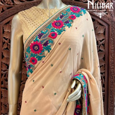 Beige Georgette Saree