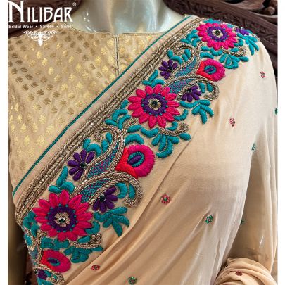 Beige Georgette Saree