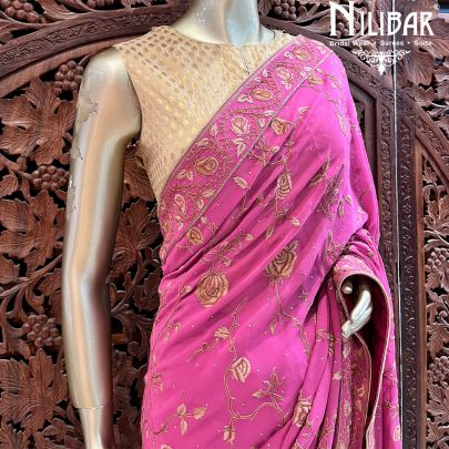 Pink Flamingo Georgette Saree