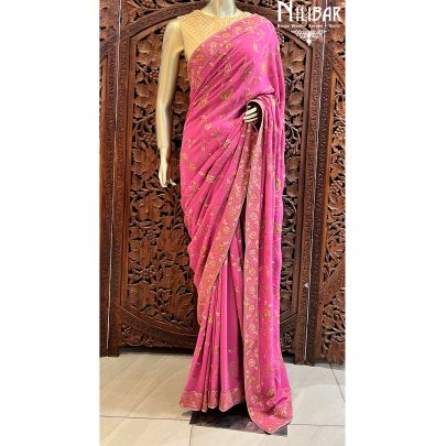 Pink Flamingo Georgette Saree