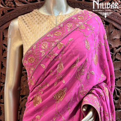 Pink Flamingo Georgette Saree