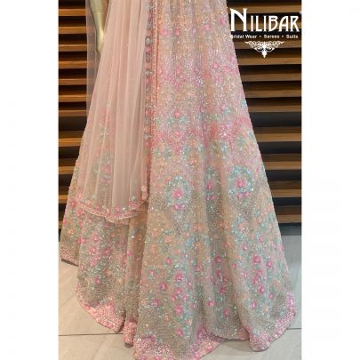 Taffy Pink Net Lehenga
