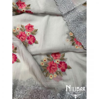 Gray Crepe Chinon Unstitched Suit