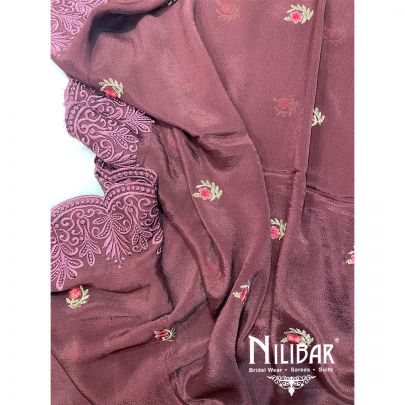 Brown Crepe Chinon Unstitched Suit