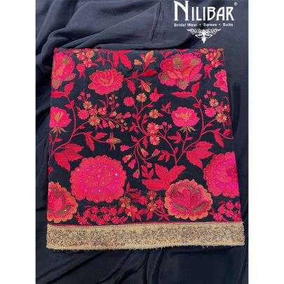 Black Crepe Chinon Unstitched Suit