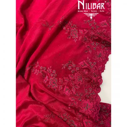 Magenta Crepe Chinon Unstitched Suit