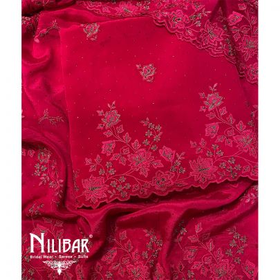 Magenta Crepe Chinon Unstitched Suit