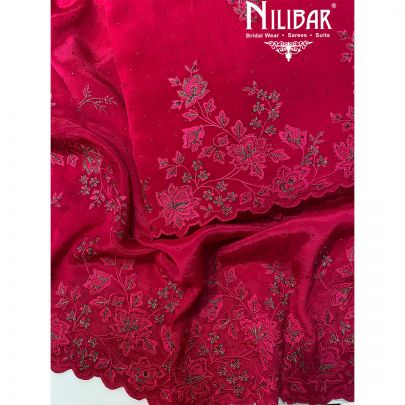 Magenta Crepe Chinon Unstitched Suit