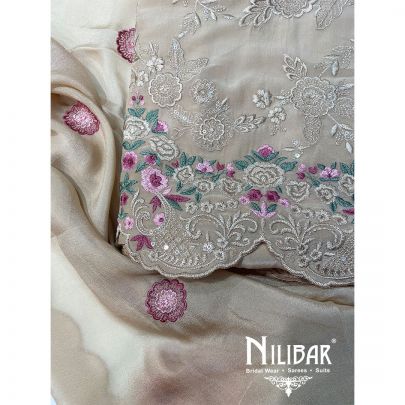 Wheat Crepe Chinon Unstitched Suit