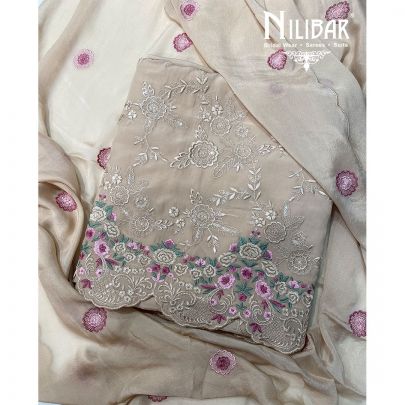 Wheat Crepe Chinon Unstitched Suit