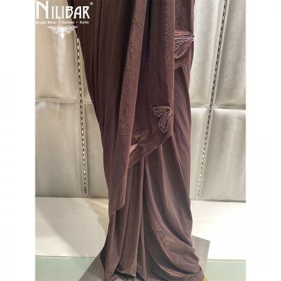 Coffee Lycra and Net Draped Saree