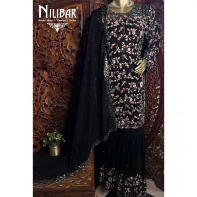 Jade Black Georgette Sharara Suit
