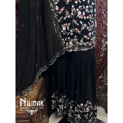 Jade Black Georgette Sharara Suit